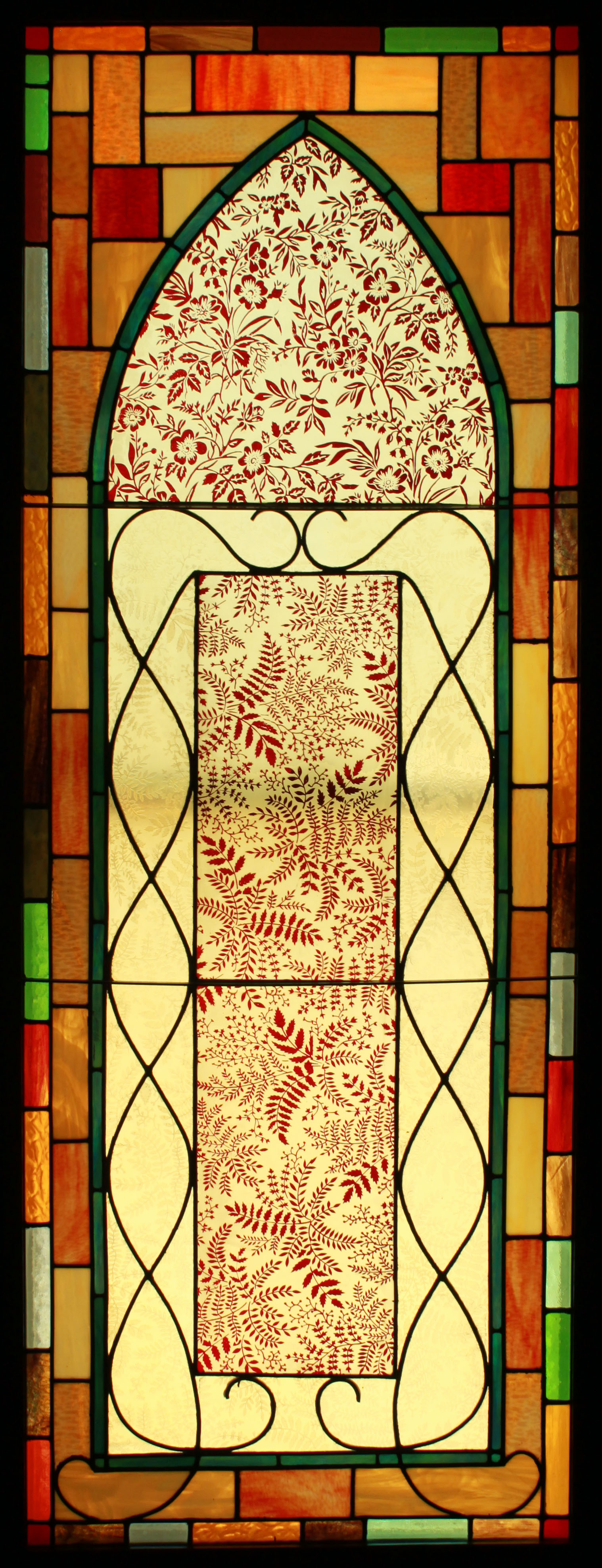 ruby flower pattern stained glass