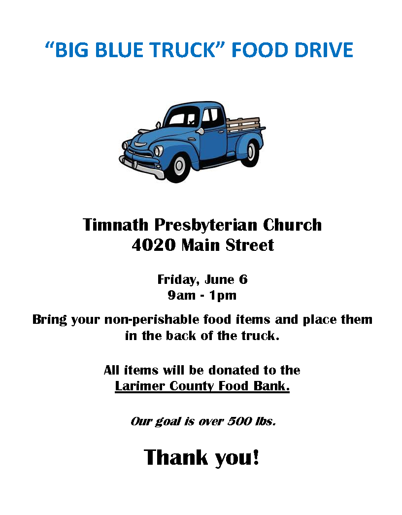 big blue truck food drive