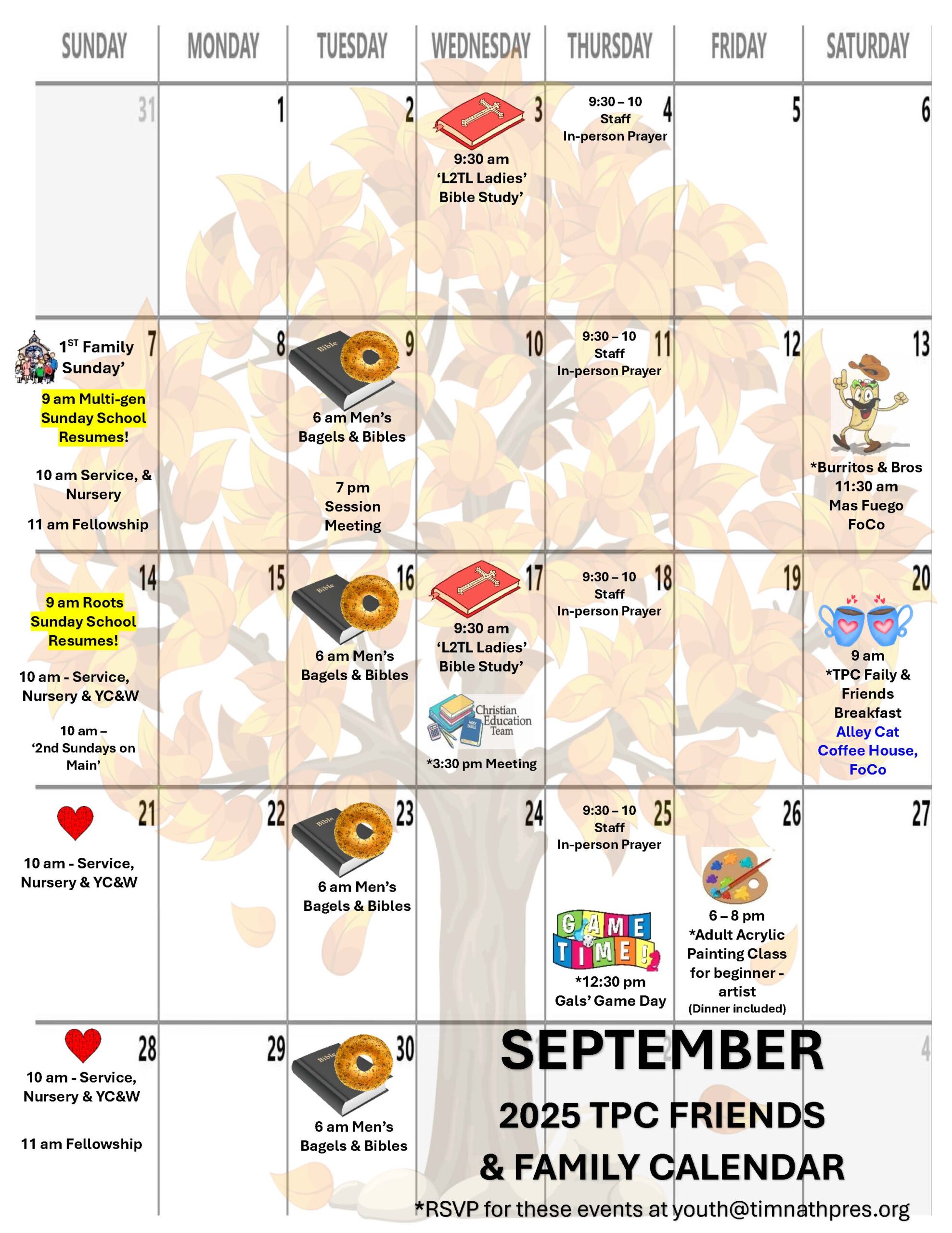 september friends and family calendar